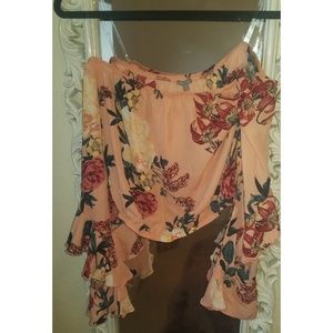 Pink floral off the shoulder top